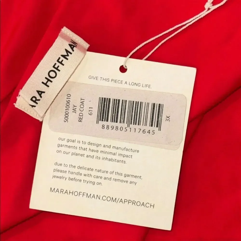 NWT Mara Hoffman Jay High Waist Tie Front RedCoat Bikini Bottom Swim 3X